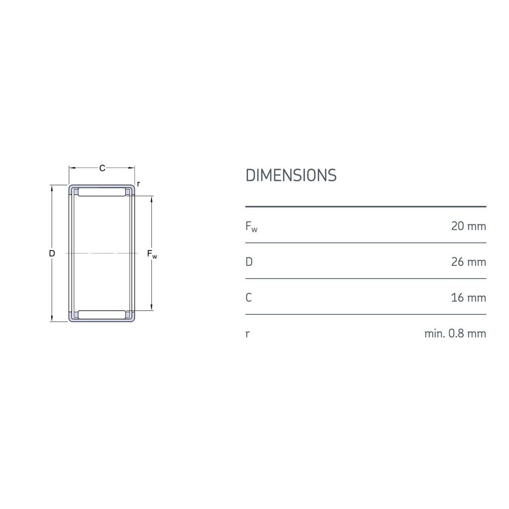 SKF HK 2016 Vòng bi bạc đạn Kim chính hãng