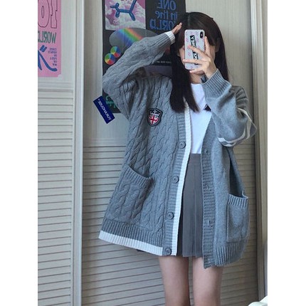 CARDIGAN VẶN THỪNG XÁM KIỂU DÁNG HỌC XINH TRUNG HỌC DỄ THƯƠNG ORDER #041 | BigBuy360 - bigbuy360.vn