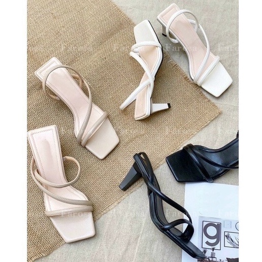 Dép sandal quai chéo nữ FAROSA gót nhọn 7 cm cách điệu tinh tế - E28