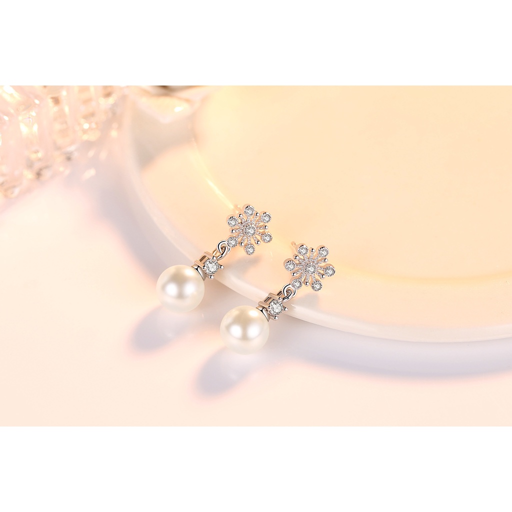 Khuyên Tai Bạc 925 Hình Bông Tuyết Phong Cách Hàn Quốc Dành Cho Nữ-S1