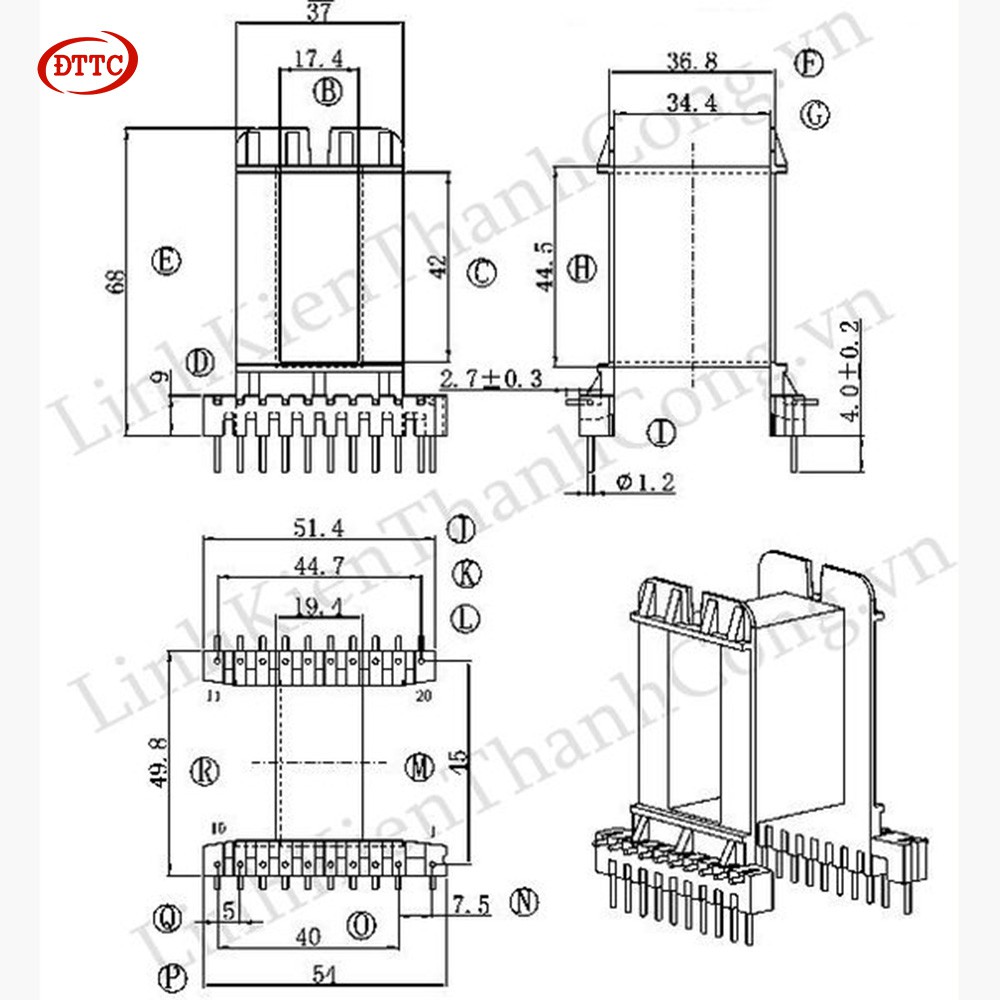 Khuôn Nhựa EE55 Đôi Nằm (10+10)