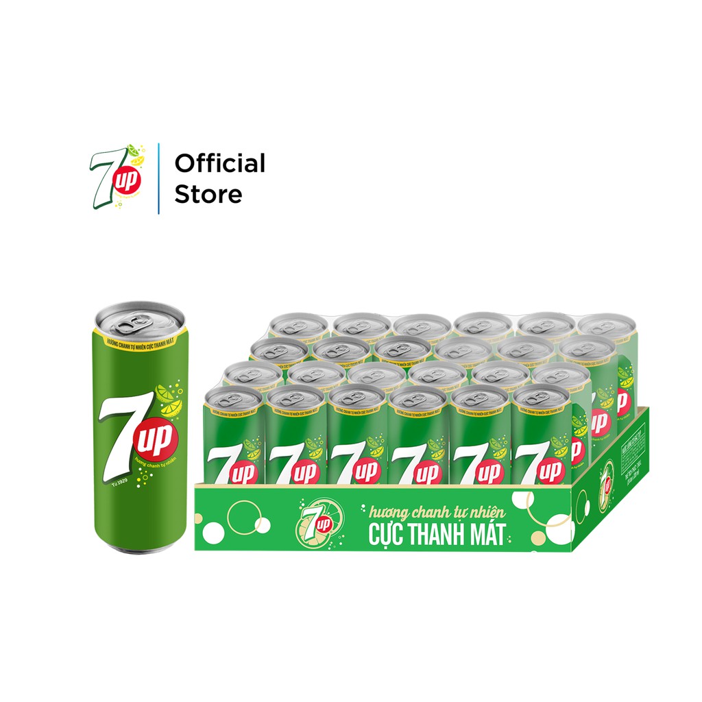 Thùng 24 Lon Nước Ngọt Có Gaz 7Up (320ml/lon)