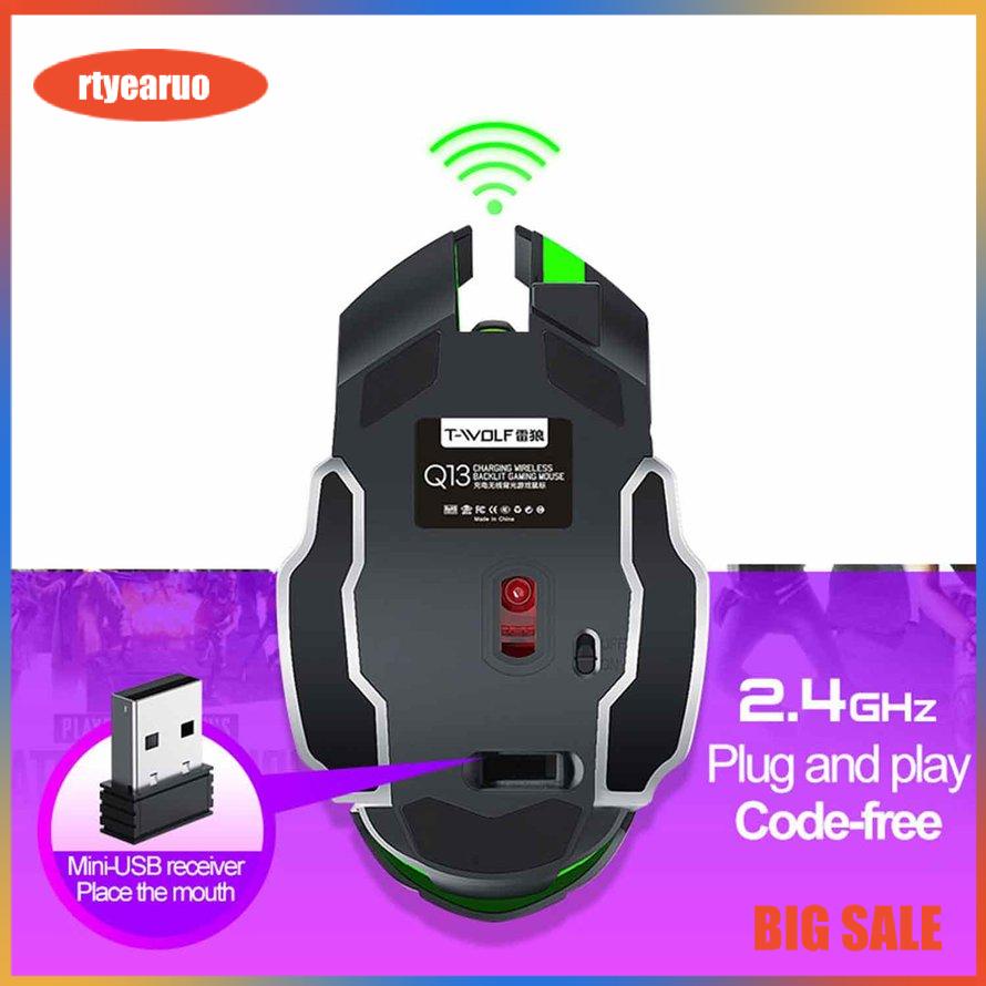 Chuột 2.4g USB Máy tính không dây Máy tính chơi game Đèn nền Chuột im lặng có thể sạc lại