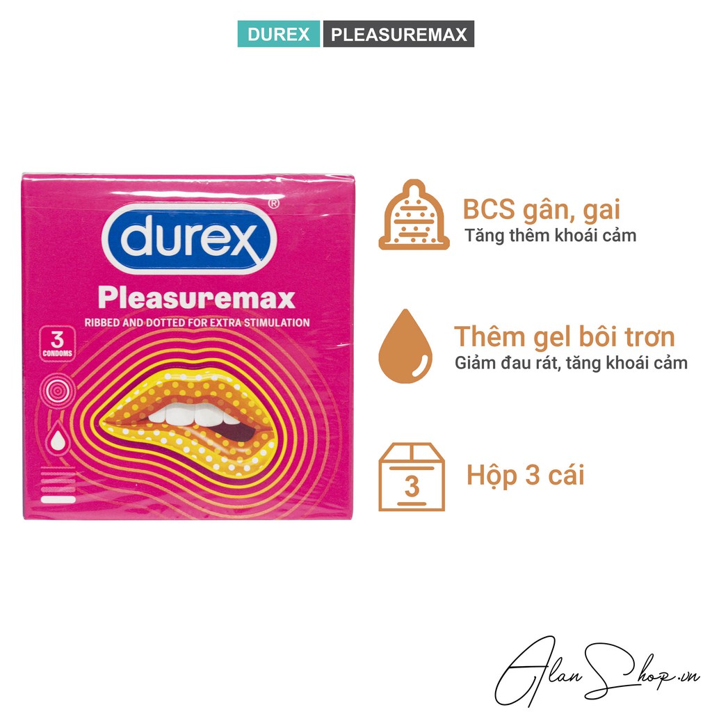 [MỎNG HƠN – NHIỀU GAI HƠN] Bao Cao Su Durex Pleasuremax Có Gai Và Mỏng Hơn Hộp 3 Cái (Chính Hãng 100%)