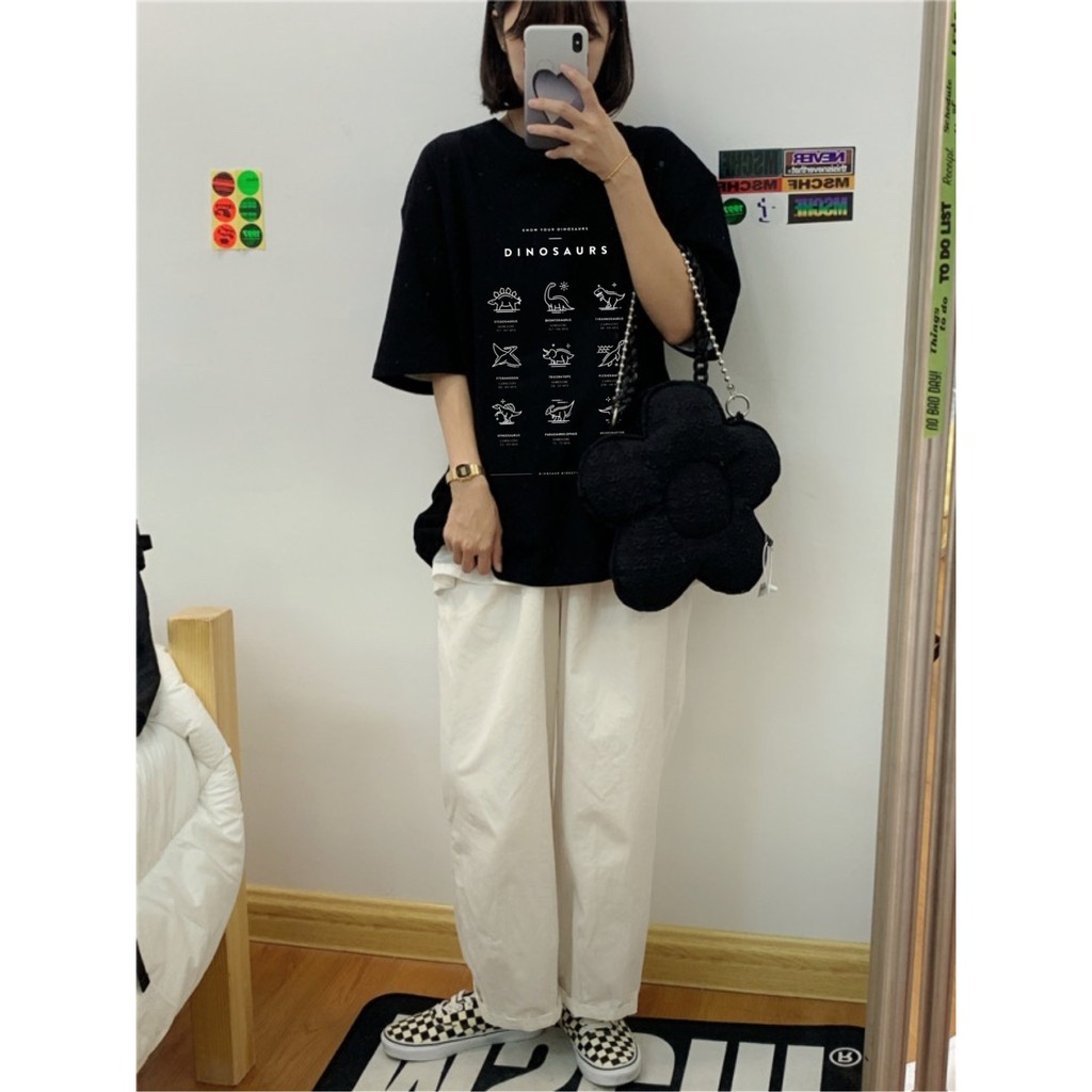 Áo thun tay lỡ  DINOSAURS  phông Unisex nam nữ tee oversize form rộng pull Ulzzang Streetwear Hàn Quốc vải mềm
