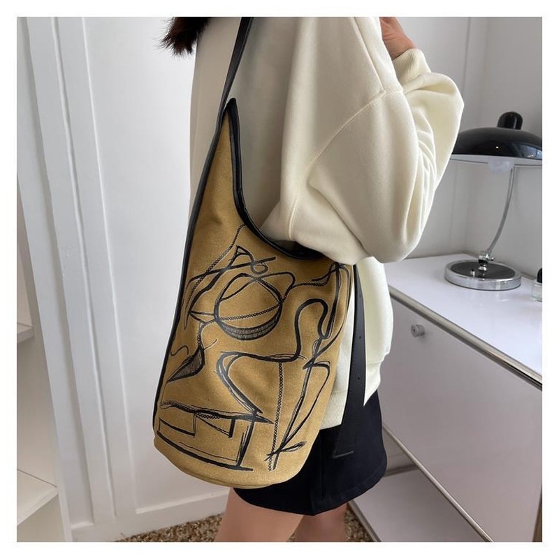 Túi Xách Vải canvas Gylb1594 Mẫu Mới 2022 In Họa Tiết Đơn Giản Cho Nữ