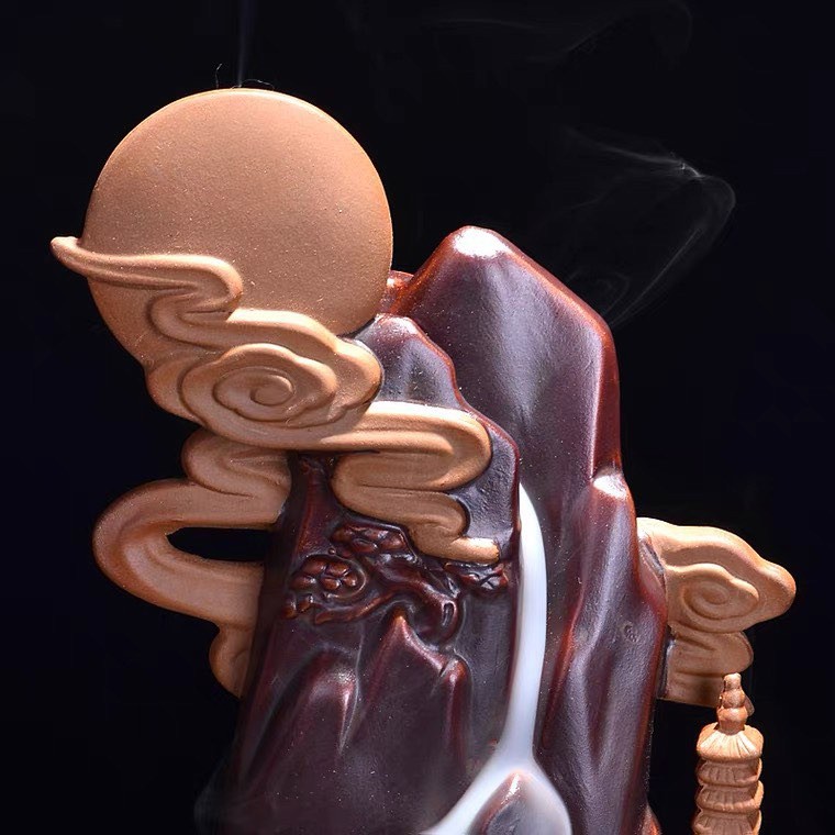 Thác Khói Trầm Hương Để Bàn Tặng 3 Nụ Trầm Nguyệt Vọng Khê Tâm Cung Trăng Núi Đá Trăng Tròn