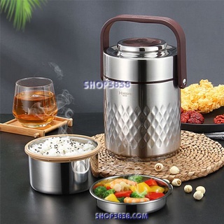 Camen hộp đựng cơm inox 304 1400ml kc 3 ngăn giữ nhiệt lâu chống tràn đổ