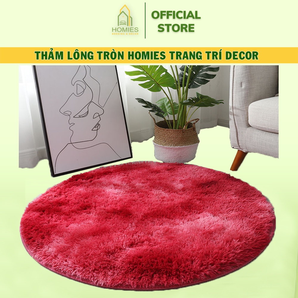 Thảm Lông HOMIES Bedding & Décor Hình Tròn Đường Kính 1m x 1m Lông Dài Mềm Mịn Chụp Ảnh Decor Trang Trí
