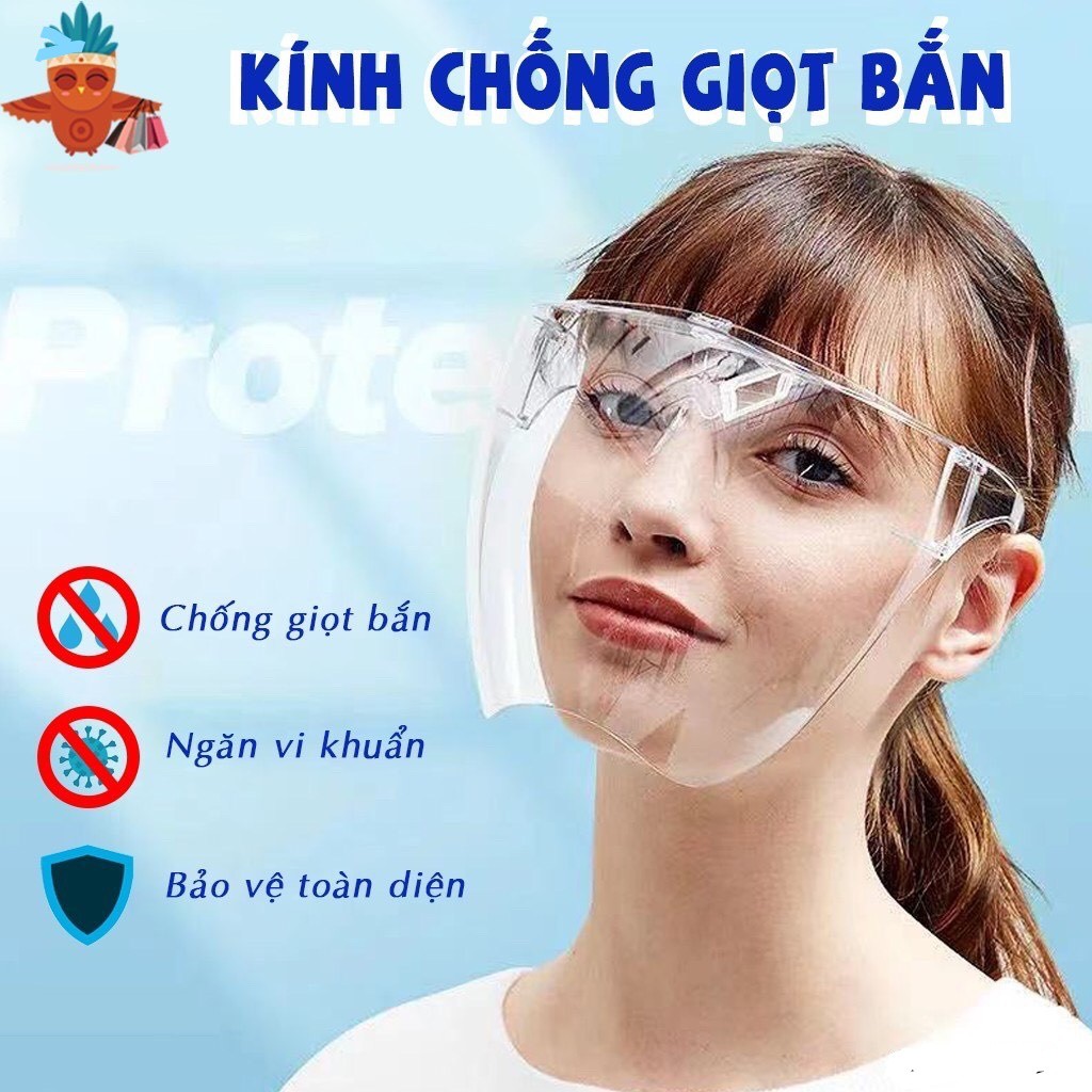 Kính bảo hộ, kính chống giọt bắn y tế nhựa cao cấp trong suốt, kính chống gió bui