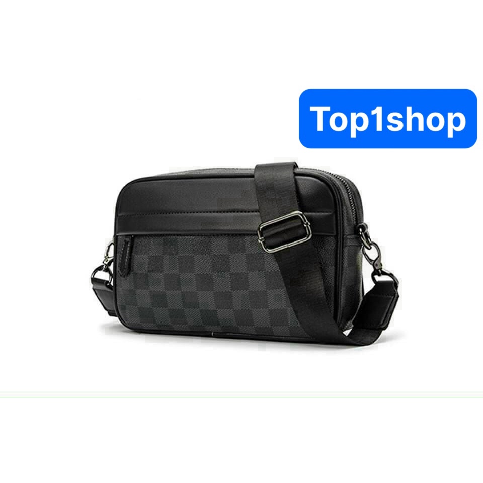 Túi đeo chéo da nam tích hợp ngăn chứa đồ tiện lợi chất PU cao cấp size 25x17x8cm