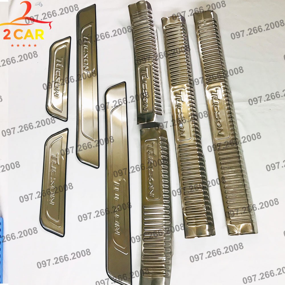 Ốp bậc cửa, nẹp bước chân trong, ngoài xe TUCSON 2016- 2017 2018 2019 2020 2021 chất liệu INOX cao cấp