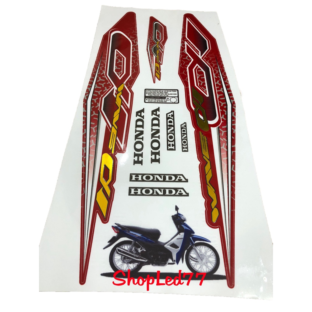 Tem Zin Wave 50cc-100cc-110cc GHÉP CROM  Màu Đỏ, 3 Lớp Siêu Đẹp