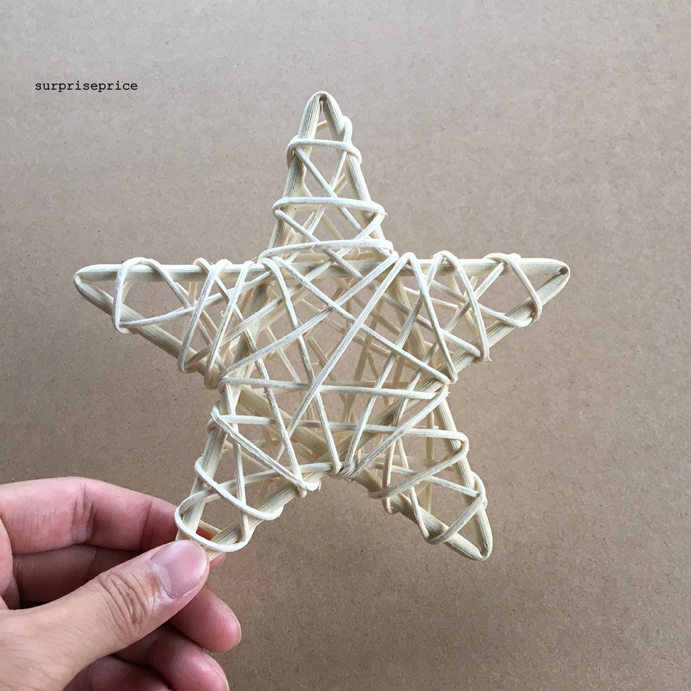 Vòng dây mây hình ngôi sao treo trang trí cây thông giáng sinh DIY