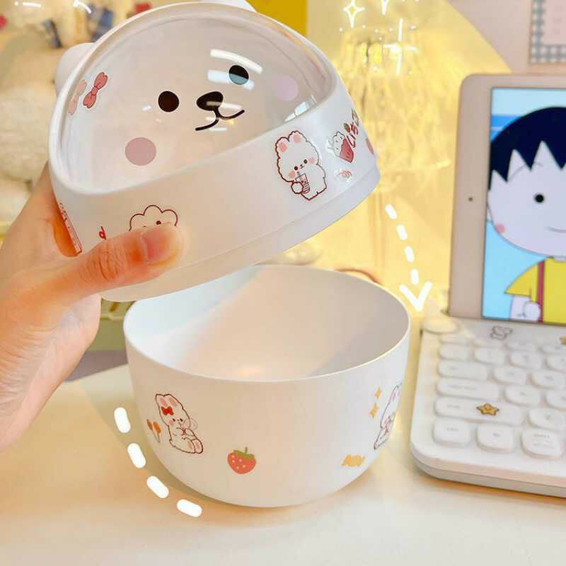 Thùng rác mini để bàn hình gấu nắp lăn cute (Tặng kèm sticker trang trí)