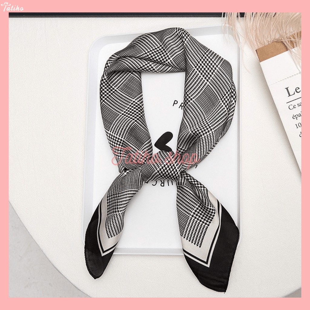 [Hàng Xịn, Giá Tốt] Khăn Lụa Vuông, Khăn Turban Cao Cấp Caro Sang Trọng- Chất Liệu Chiffon - 70x70cm - Mã KL020