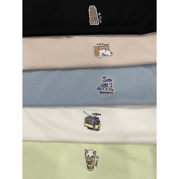 Áo phông thêu hoạ tiết unisex Hàn Quốc chính hãng