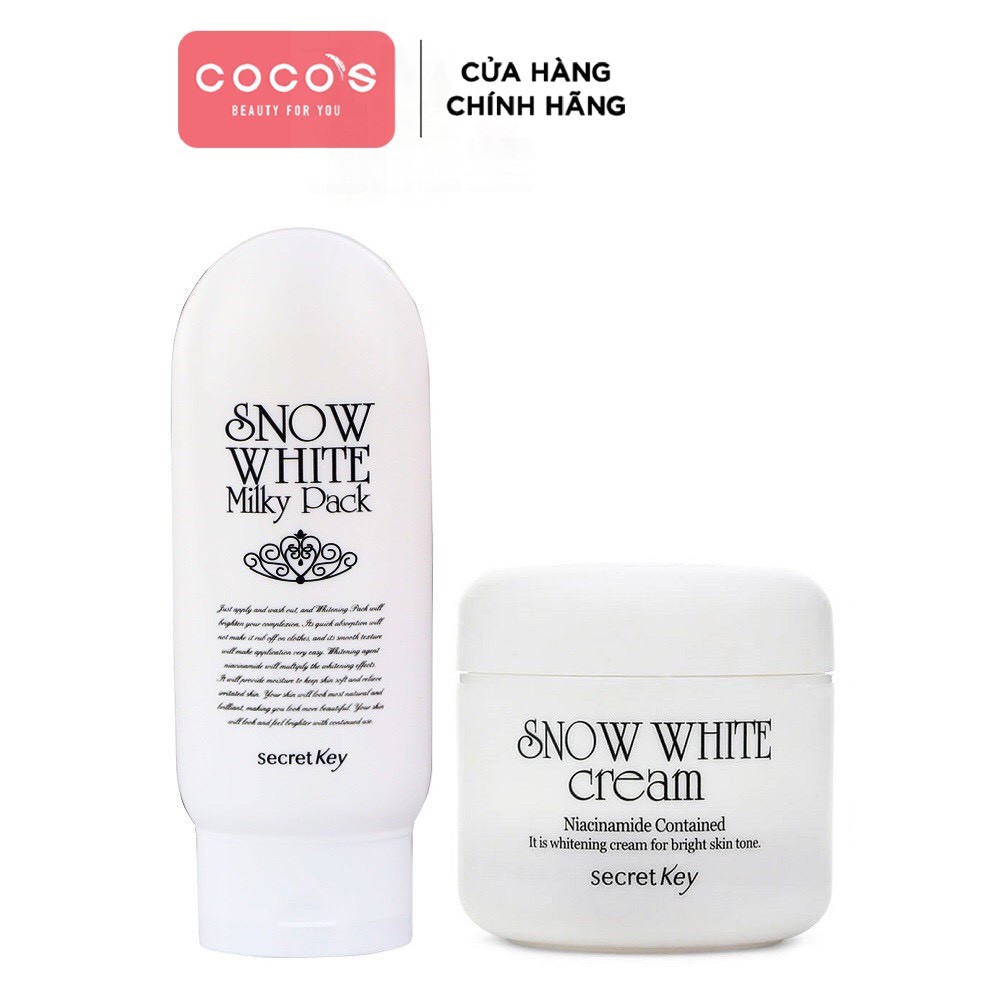 Combo Kem Tắm - Kem Dưỡng Trắng Da Secret Key Snow White