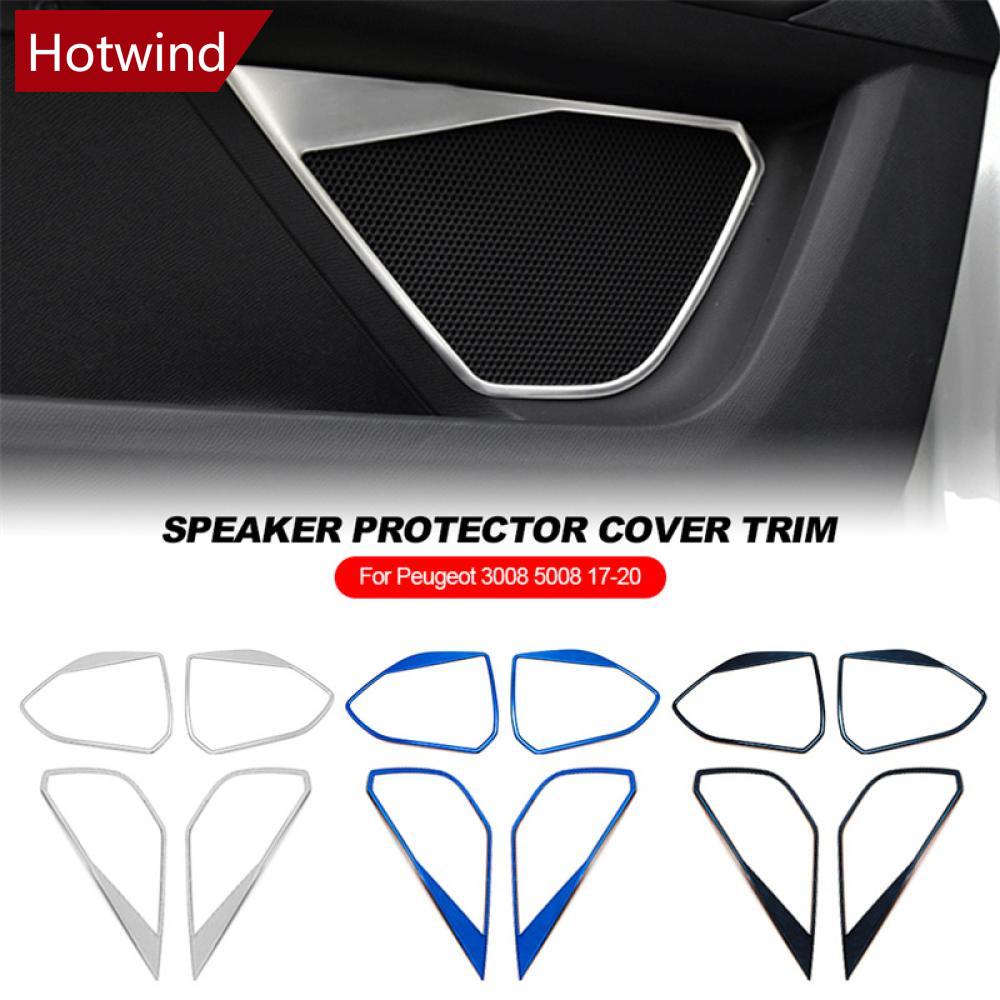 Set 4 Ốp Loa Âm Thanh Bằng Thép Không Gỉ Mạ Chrome Cho Peugeot 3008 5008 17-20 G8L3