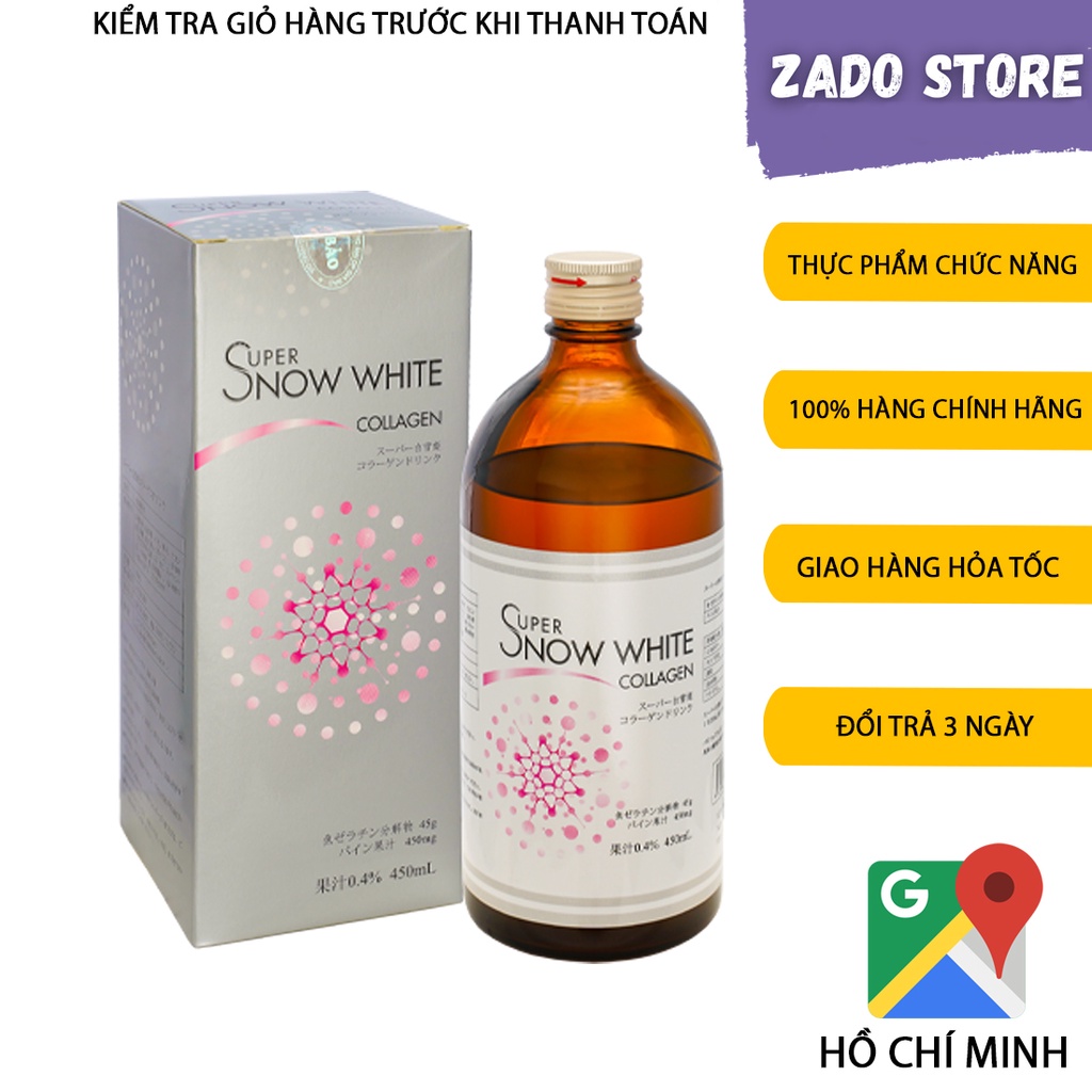 Hàng chính hãng Nhật Bản SUPER SNOW WHITE COLLAGEN 450ml - NƯỚC UỐNG TRẮNG SÁNG ĐẸP DA, GIÚP DA LUÔN TƯƠI TRẺ