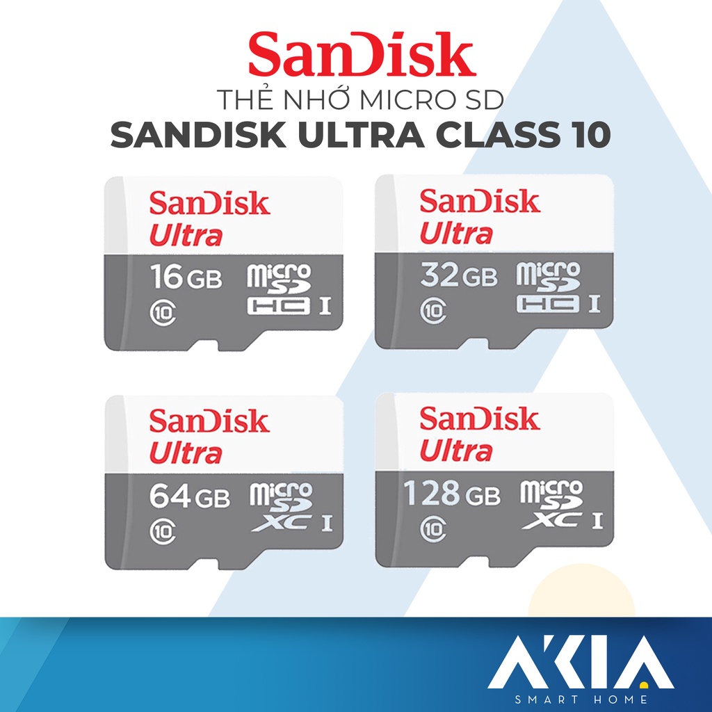 Thẻ nhớ SanDisk Ultra dung lượng 32GB/ 64GB/ 128G tốc độ cao 100mb/s, chuẩn Micro SD cho camera, điện thoại