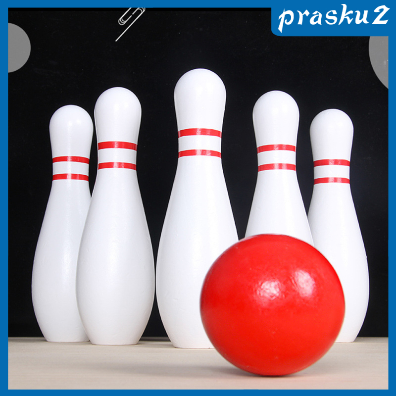 [PRASKU2]Lawn Bowling Game Indoor and Outdoor Fun for Toddlers 6 Wooden Pins, 1 Balls