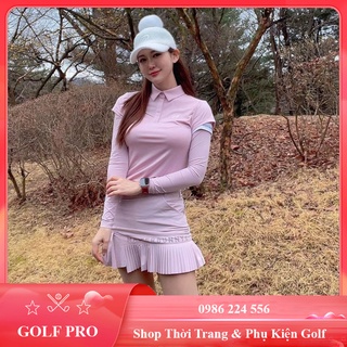 Set áo dài tay kèm chân váy golf nữ MBE thể thao Hàn Quốc co giãn 4 chiều cao cấp AV008