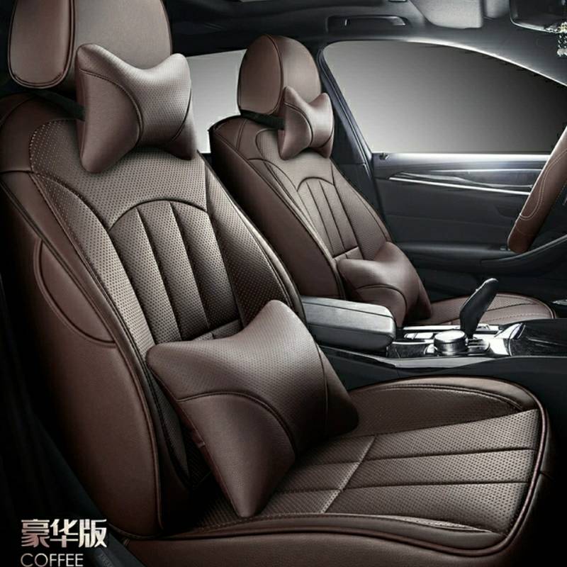 [Double-Sided Full Leather] Car Neck Pillow Headrest Lumbar Support Pillow Headrest Cervical Pillow Lumbar Support Pillow Cushion Four Seasons Universal Breathable Supplies m2Sd