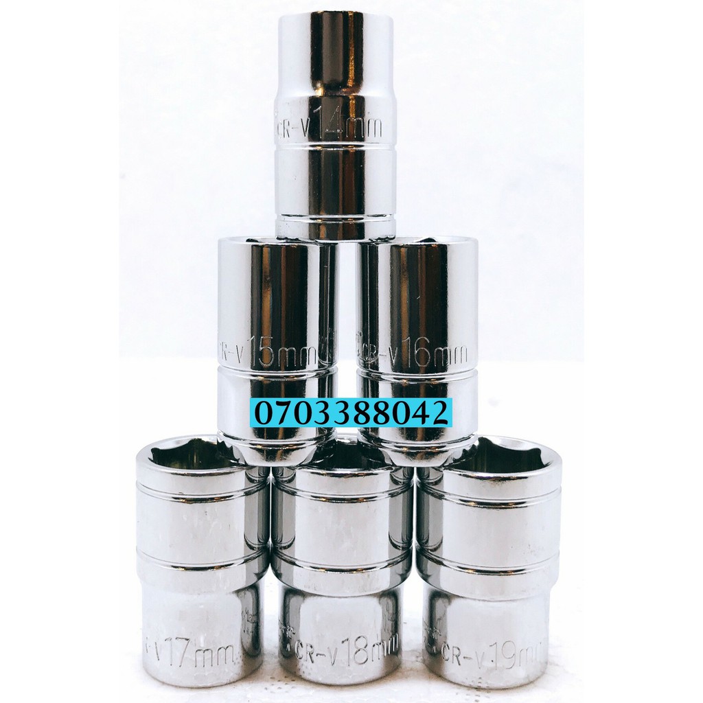 Đầu Tuýp  1/2 Thép Cr-V Cao Cấp Bán Lẻ Theo Số