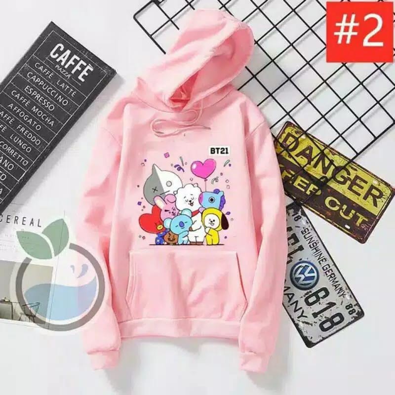 Áo HOODIE Họa Tiết BT21 Dễ Thương Cho Bé Từ 6-15 Tuổi