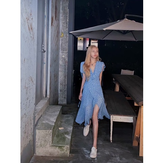 Đầm dài xẻ, đầm rose blackpink, đầm maxi shopbei.t