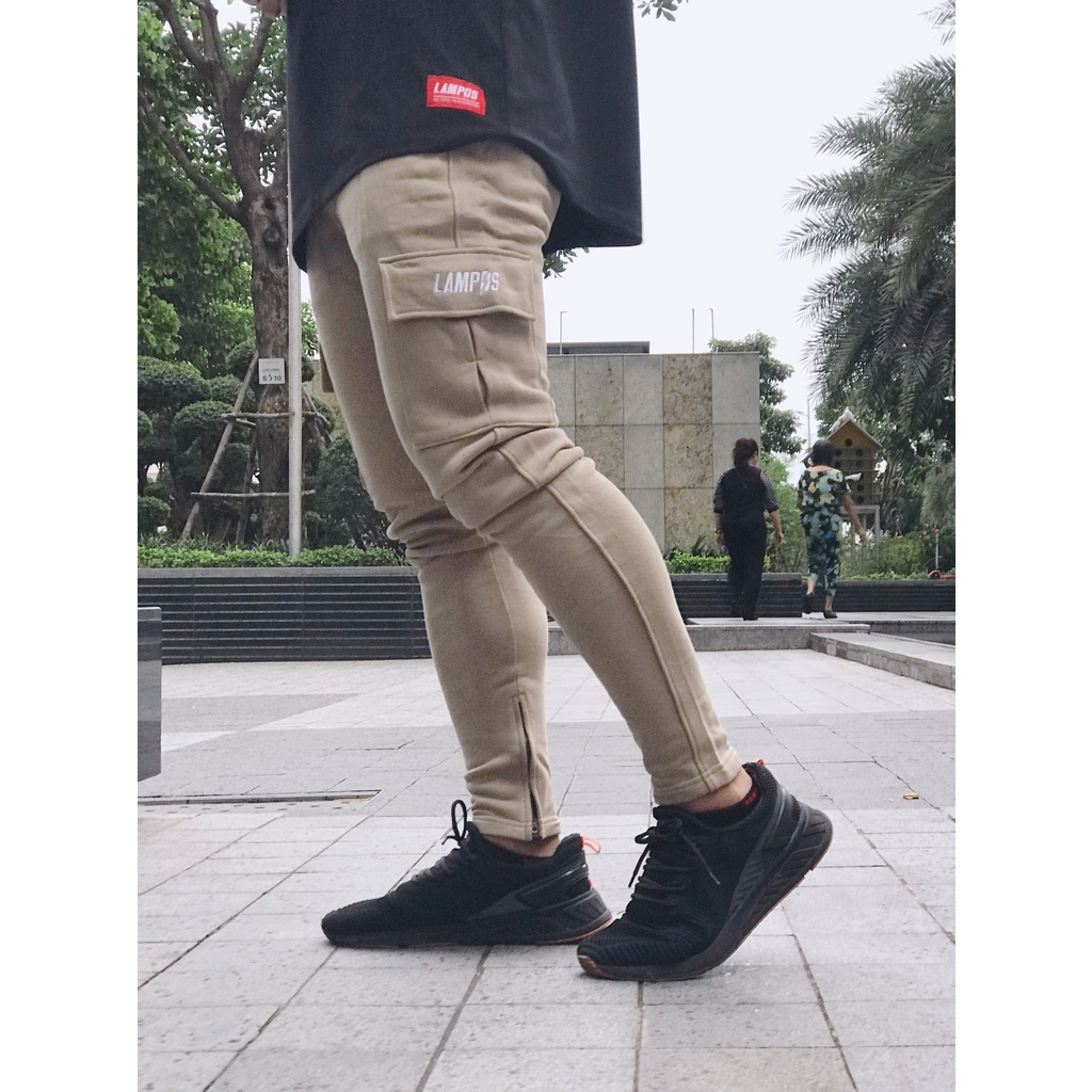 Quần Jogger Nam Túi Hộp, Ống Zipper Cao Cấp, Cotton Co Giản 4 Chiều