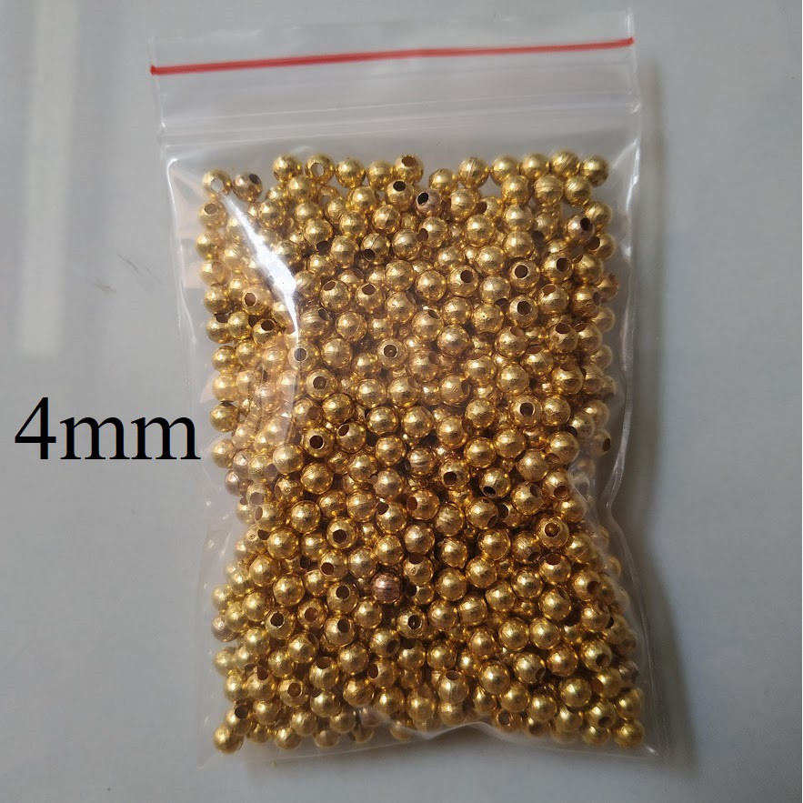 25gr hạt cườm tròn, hạt bẹt xi mạ vàng size 3-4-5 mm