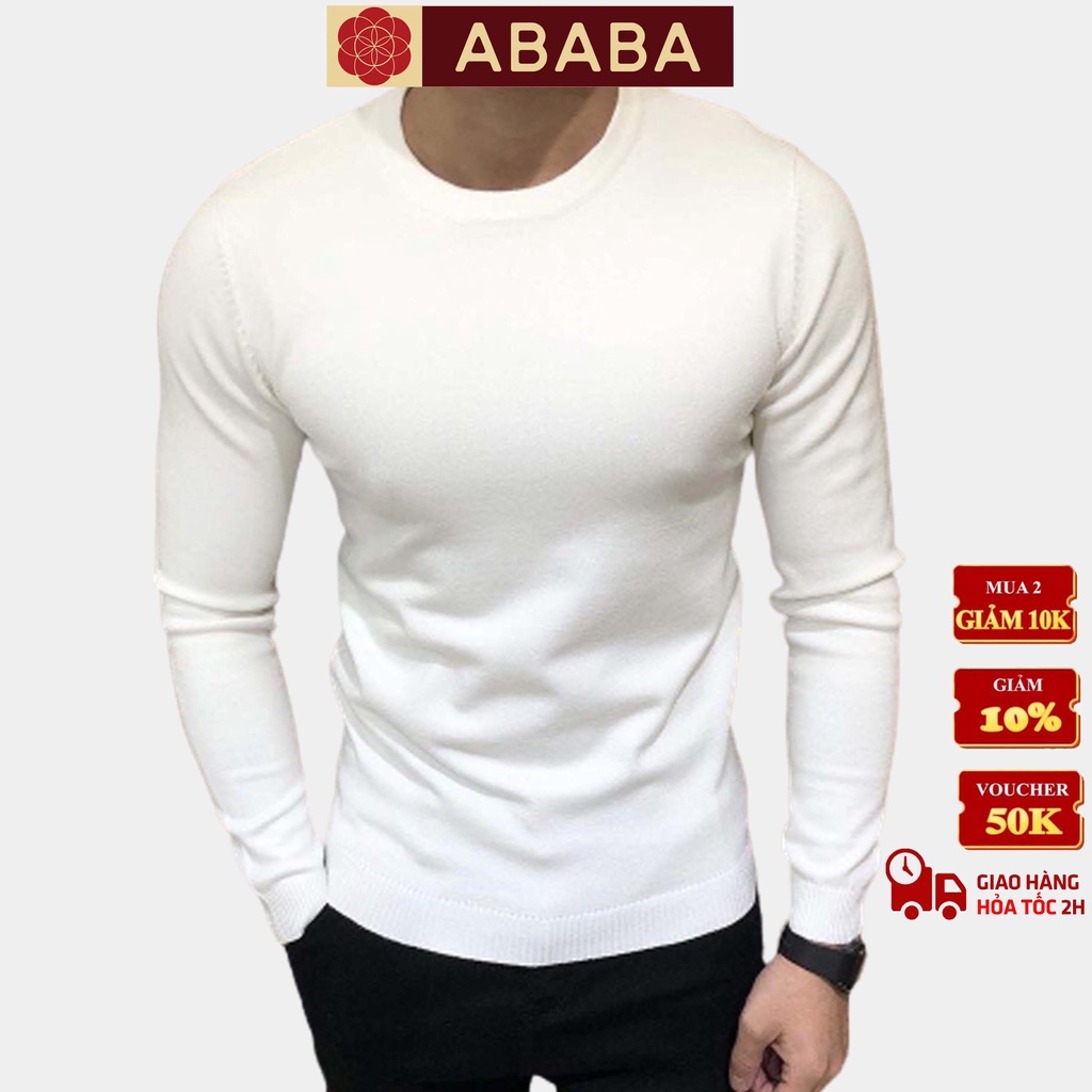 Áo len cổ tròn hàn quốc ABABA, chất liệu mềm, mịn, dễ chịu cho da, giữ ấm tốt - ABA-TRON