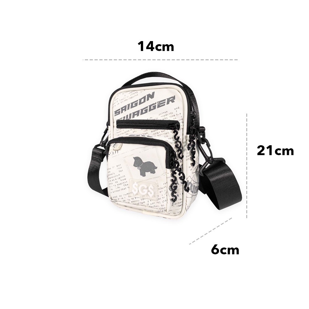 Túi Đeo Chéo Nam, Nữ Dọc In Họa Tiết Báo SAIGON SWAGGER® SGS Journal Cross Bag