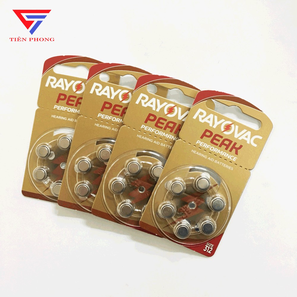 Pin máy trợ thính A312 312 PR41 AG3 Rayovac chính hãng - Vỉ 6 viên