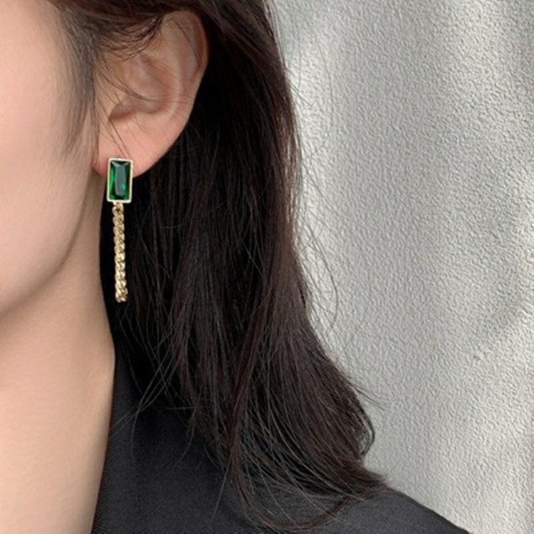 Bộ Vòng cổ + Bông Tai + Vòng Tay Hợp Kim Đính Đá Zircon Màu Xanh Lá Thời Trang Cho Nữ