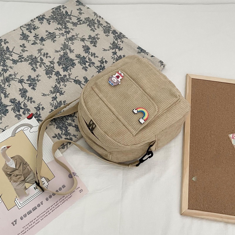 Balo Đeo Vai Bằng Vải Nhung Kẻ Thời Trang Dành Cho Nữ