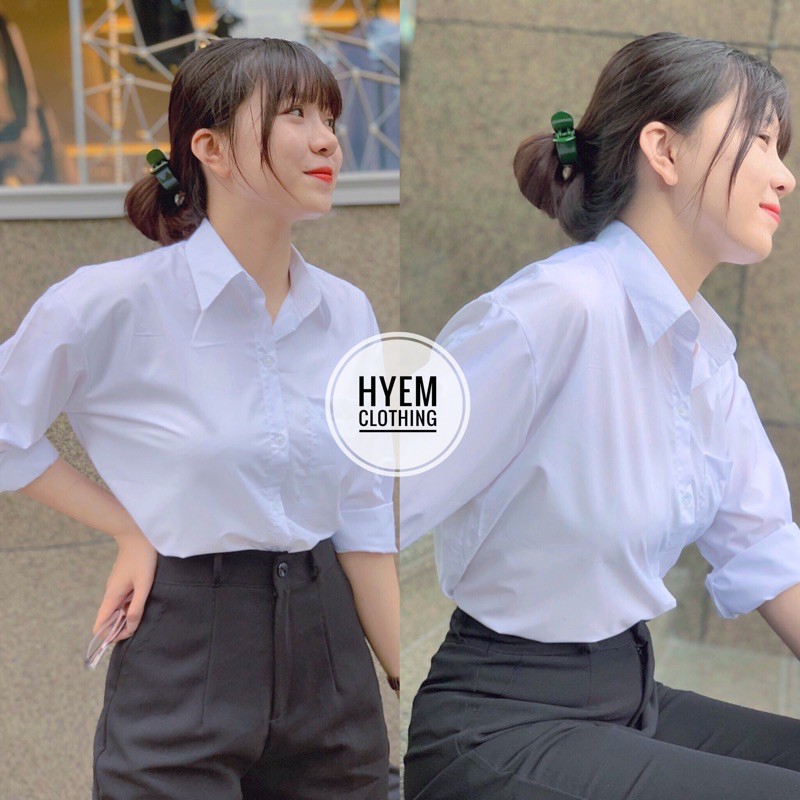 Áo Sơ Mi Trắng Tay Dài Form Rộng Có Túi Đi Học Đi Làm | BigBuy360 - bigbuy360.vn