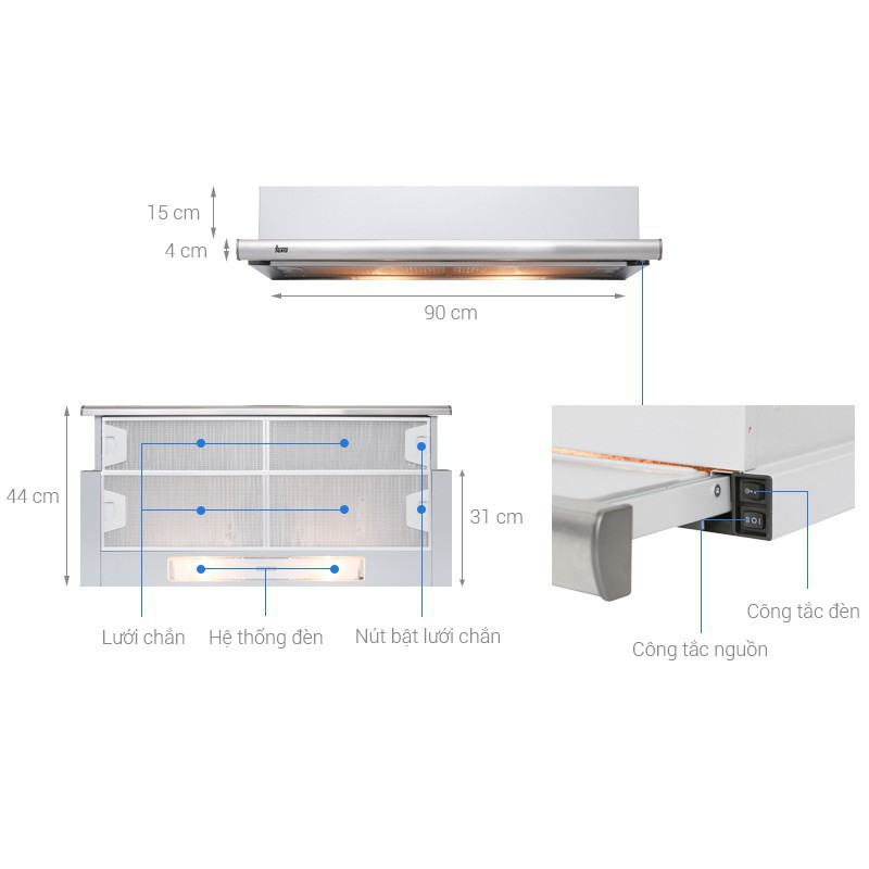 Máy hút mùi âm tủ 90cm Teka TL 9310, máy hút mùi, máy hút khói, máy hút khói khử mùi, may hut mui, máy hút mùi bếp