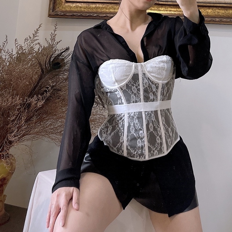 (V-Chang House) Áo ren corset (Hình thật của shop)