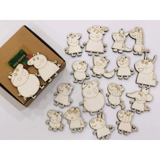 Tô màu gỗ HEO PEPPA tặng kèm chân đế