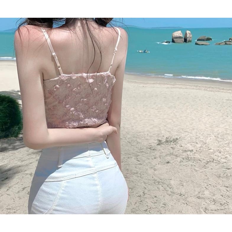 Áo Lửng áo Bra Croptop Hai Dây In Họa Tiết Hoa Hồng 3D Dành Cho Nữ 3157 - Mbra94