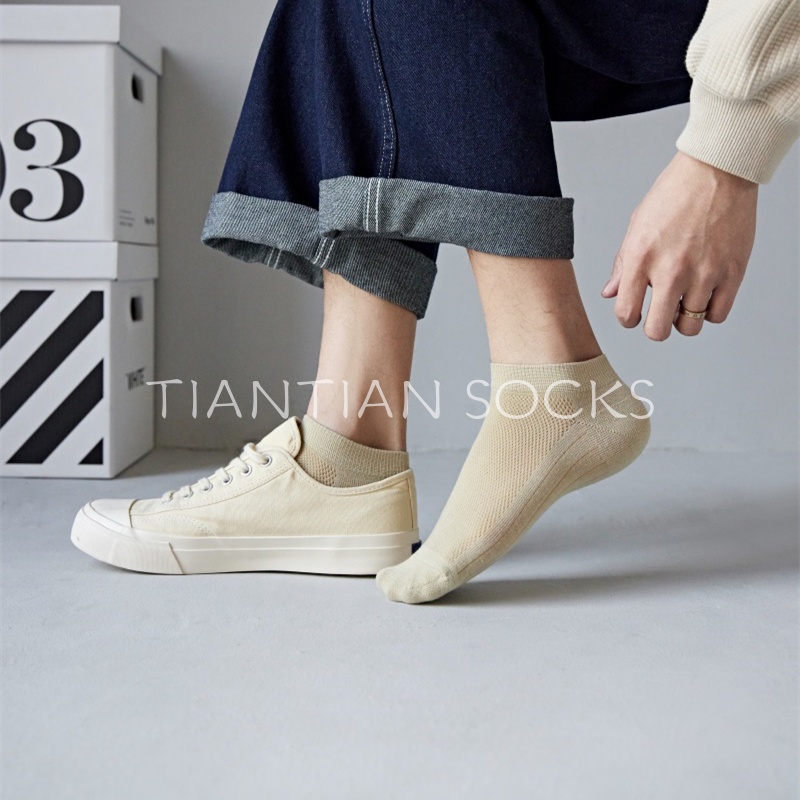 TIANTIAN T167 Tất nam  cổ ngắn Vớ Thể Thao Bằng Cotton Thoáng Khí Nhiều Màu Sắc Cho Nam