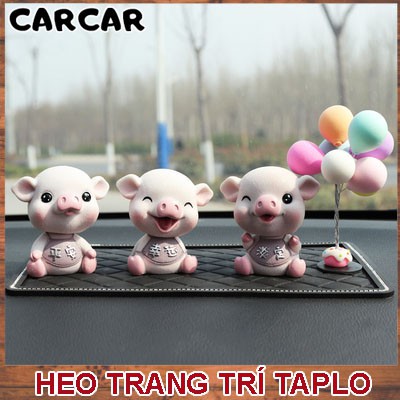 Heo con trang trí taplo ô tô làm từ nhựa lắc lư đầu dễ thương, hàng chính hãng