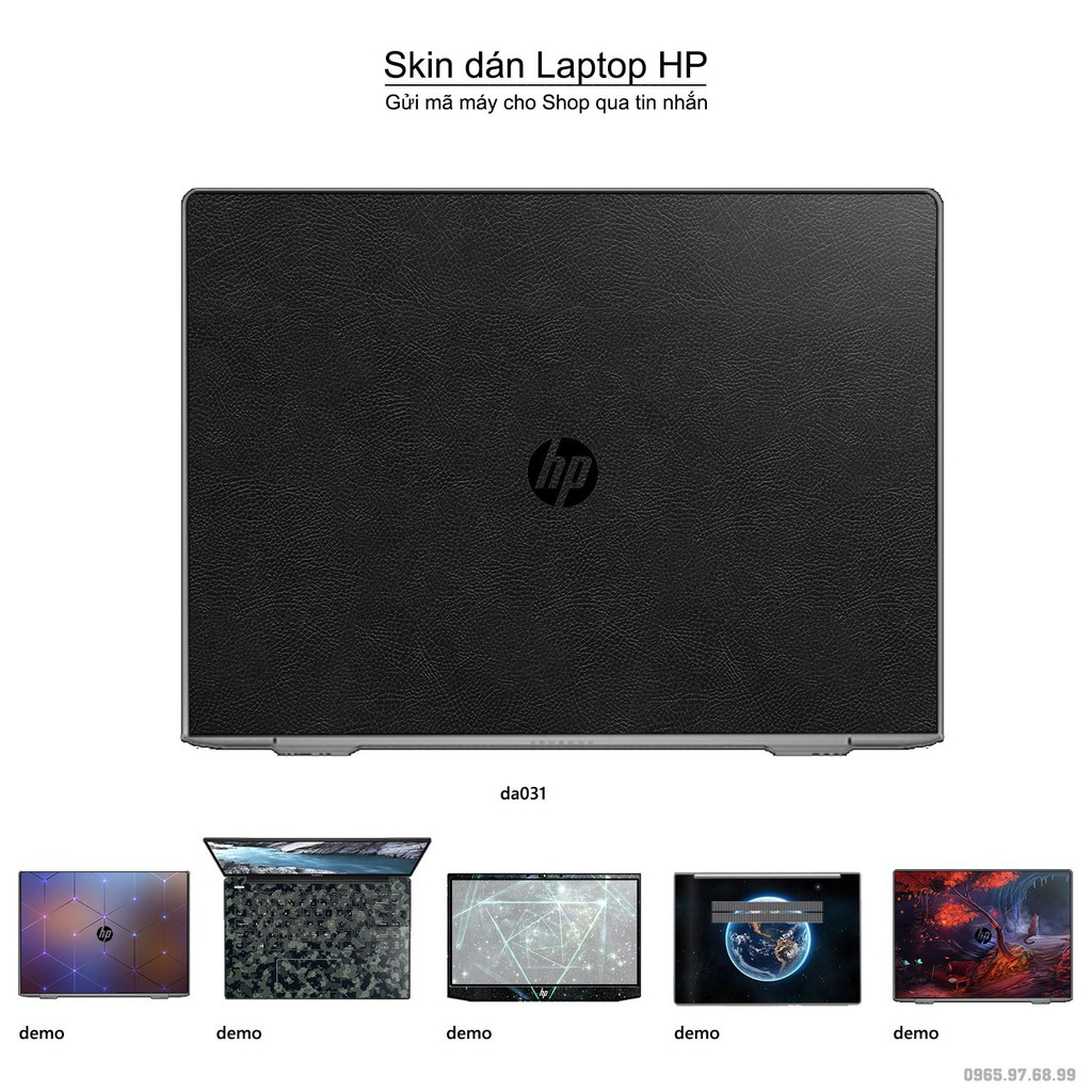 Skin dán Laptop HP in hình Vân Da Bò Đen - Da031 (inbox mã máy cho Shop)