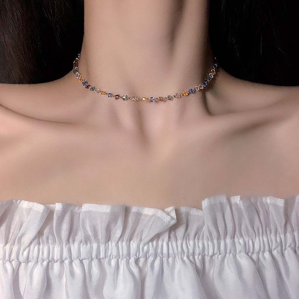 Vòng cổ choker chuỗi hạt nhiều màu phong cách Hàn Quốc cho nữ