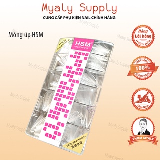 Móng Úp Thiết Kế HSM Thang Nhọn Tròn Vuông Trong Đục Tem Đỏ 500Pcs
