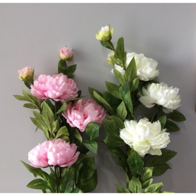 Hoa mẫu đơn lụa cành lớn hoa giả trang trí đẹp cao cấp