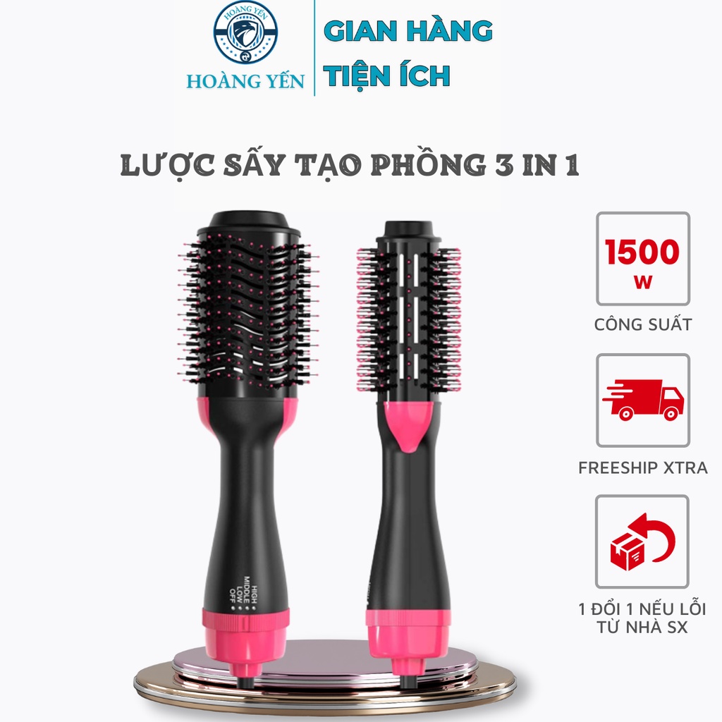 Lươc Sấy Cụp Phồng, Máy Sấy Tạo Phồng Tóc Kiêm Lược Điện One Step Lược Tròn Xoay 360 độ